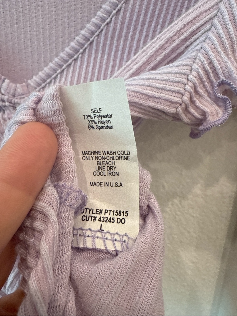 Paper Moon Lilac Ribbed Ruched Front Crop Top Large - Picture 5 of 5